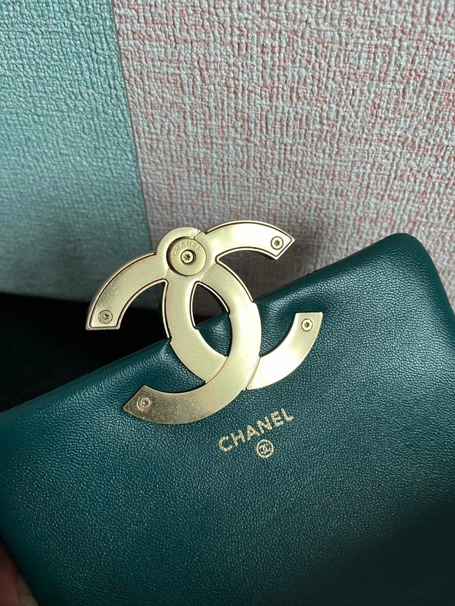 Chanel MINI FLAP BAG Lambskin & Gold-Tone Metal AS3854 green