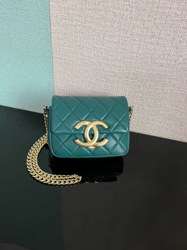 Chanel MINI FLAP BAG Lambskin & Gold-Tone Metal AS3854 green