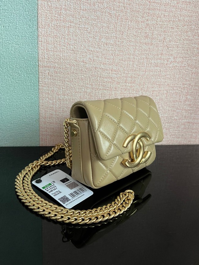 Chanel MINI FLAP BAG Lambskin & Gold-Tone Metal AS3854 khaki