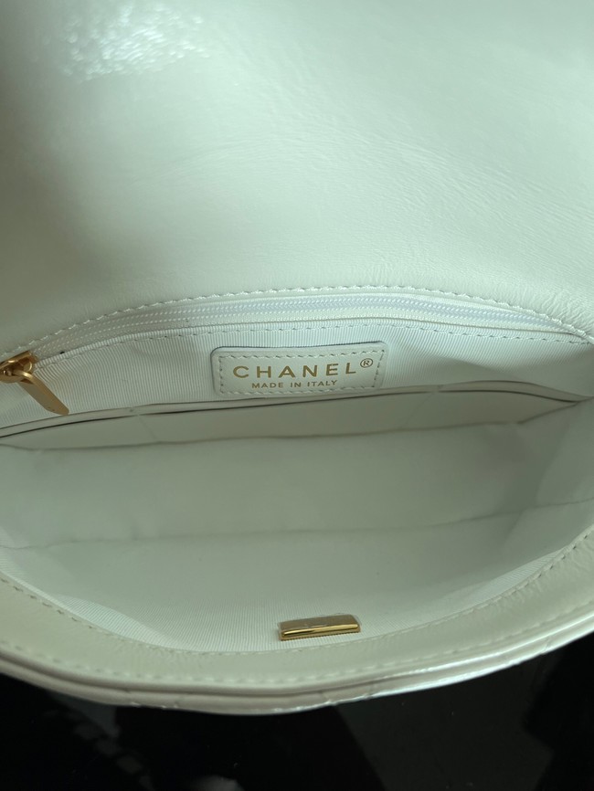 Chanel SMALL FLAP BAG Lambskin & Gold-Tone Metal AS3855 white