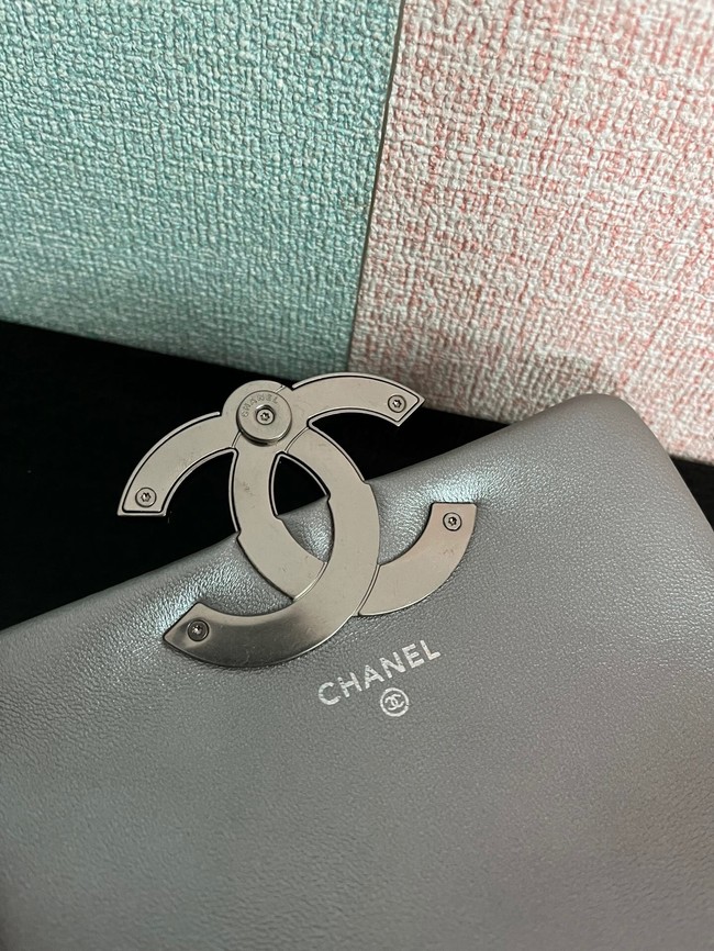 Chanel MINI FLAP BAG Lambskin & silver-Tone Metal AS3854 silver