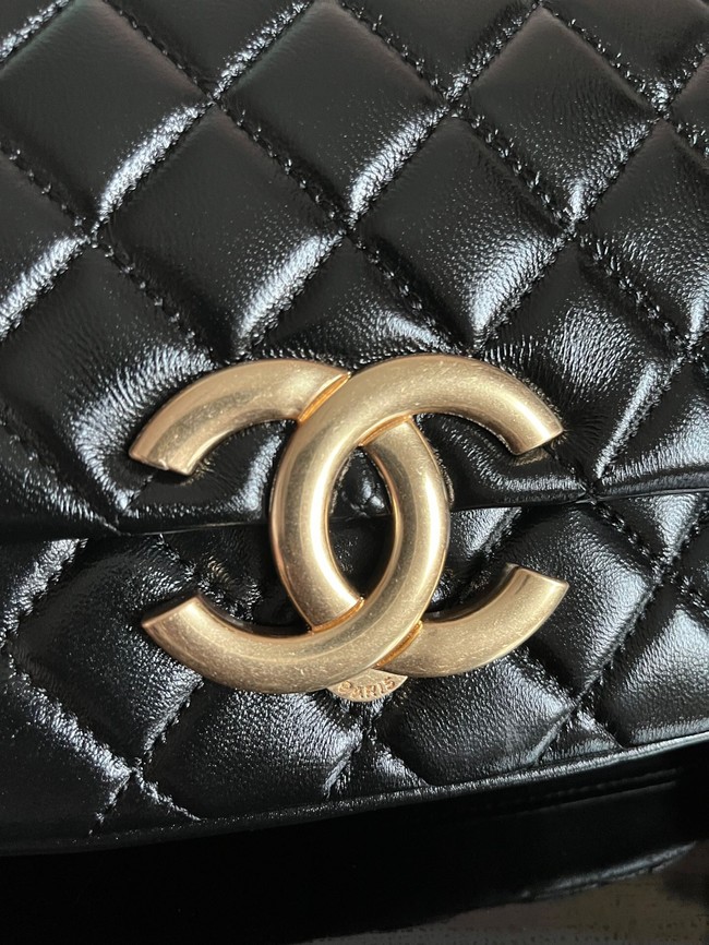 Chanel SMALL FLAP BAG Lambskin & Gold-Tone Metal AS3855 black