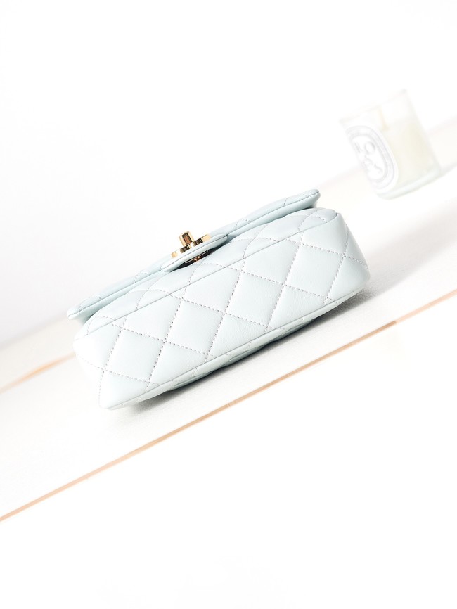 Chanel MINI FLAP BAG WITH TOP HANDLE AS4023 light blue