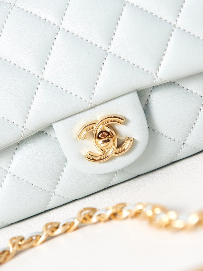 Chanel MINI FLAP BAG WITH TOP HANDLE AS4023 light blue