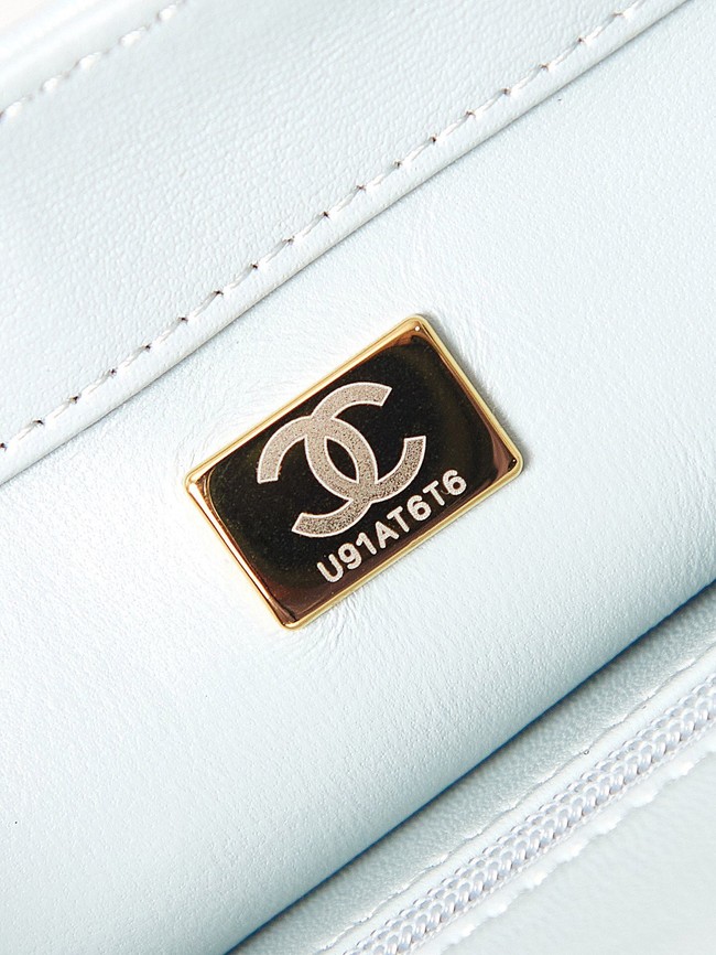 Chanel MINI FLAP BAG WITH TOP HANDLE AS4023 light blue