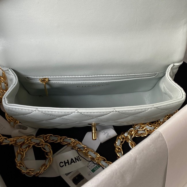 Chanel SMALL FLAP BAG WITH TOP HANDLE AS4023 Ice blue