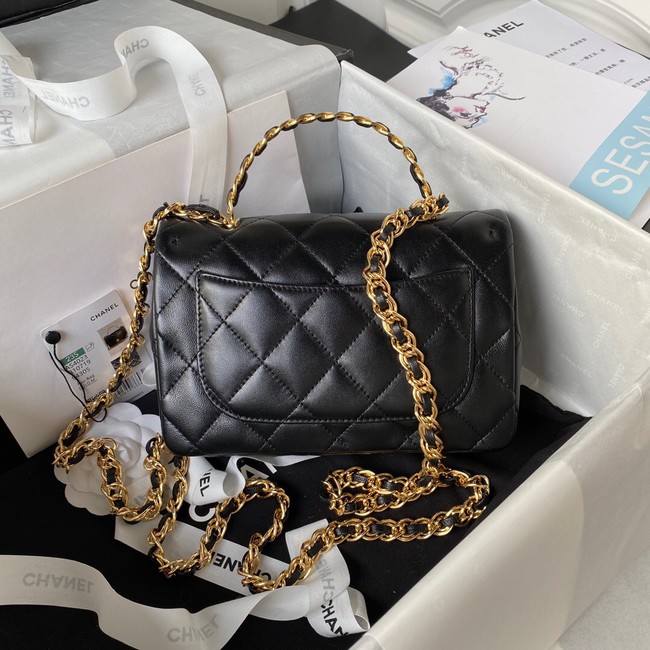 Chanel SMALL FLAP BAG WITH TOP HANDLE AS4023 black