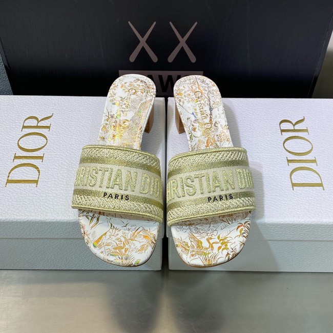 Dior DWAY HEELED SLIDE Embroidered Cotton 93278-5