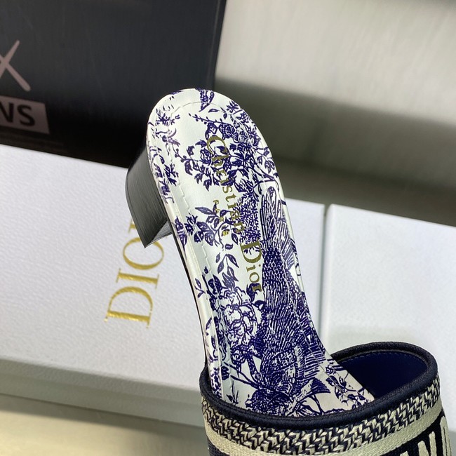 Dior DWAY HEELED SLIDE Embroidered Cotton 93278-6