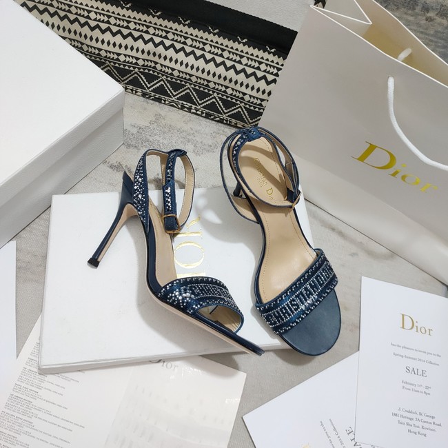 Dior DWAY HEELED SANDAL Embroidered Satin and Cotton 93284-3