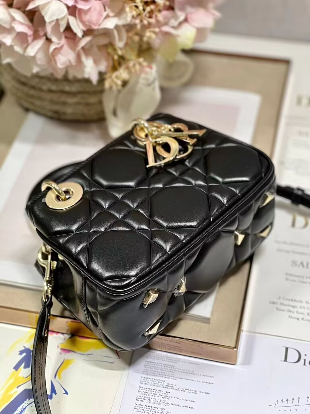 LADY DIOR TOP HANDLE SMALL BAG Cannage Lambskin C0620 black