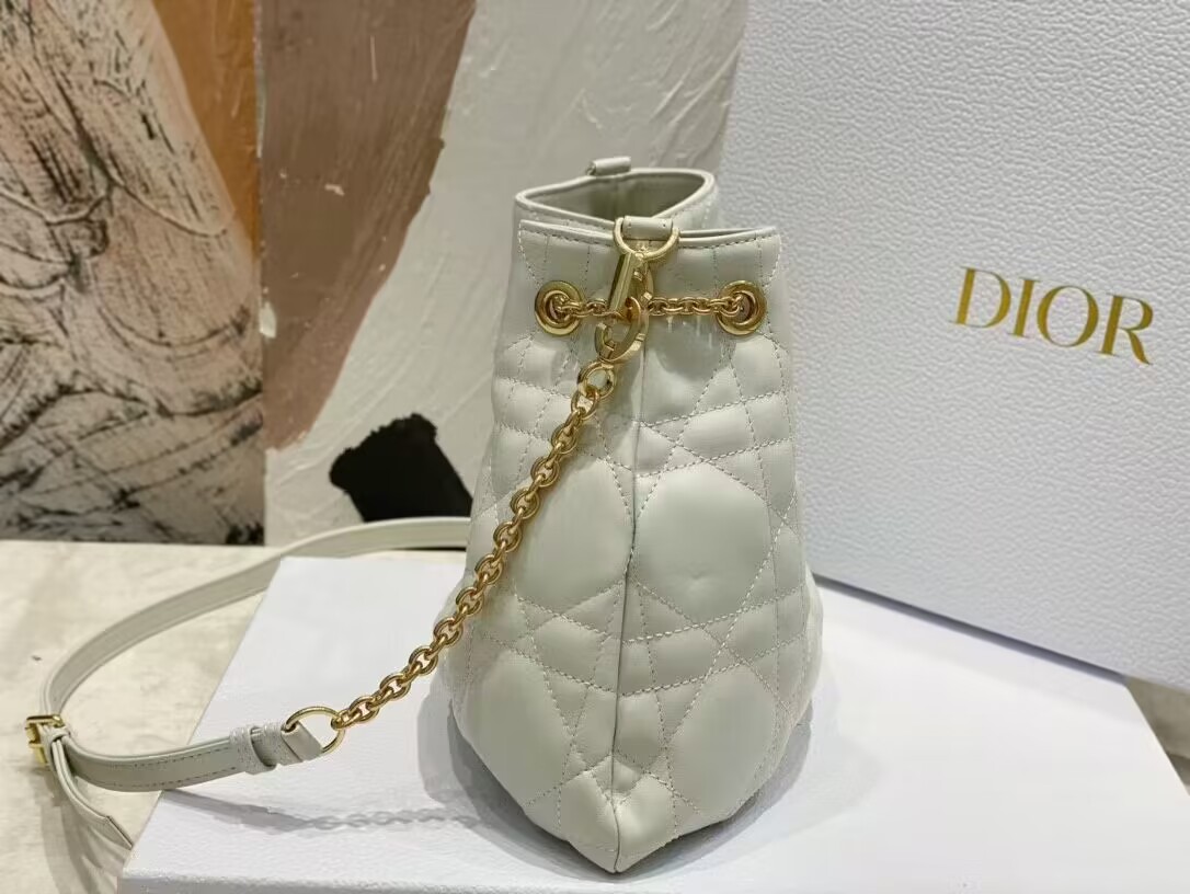 MEDIUM DIOR AMMI BAG Sand white Supple Macrocannage Lambskin M22566F