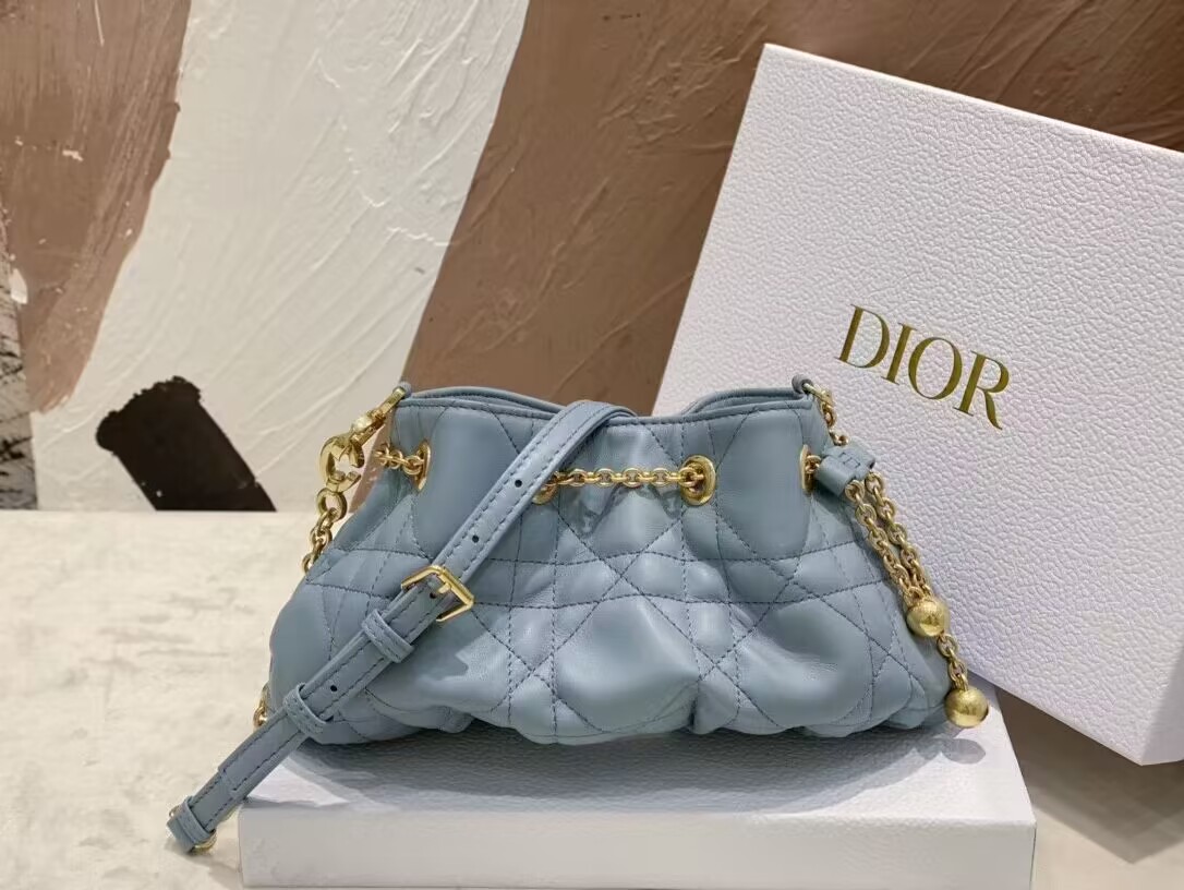 SMALL DIOR AMMI BAG Sand BLUESupple Macrocannage Lambskin M22567F