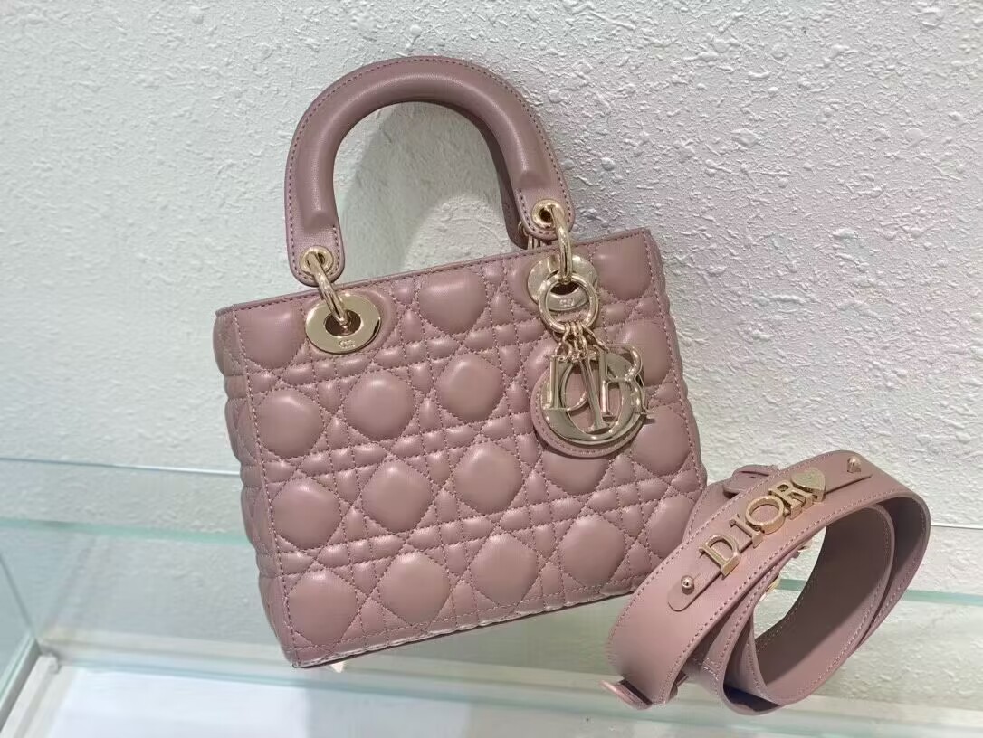 SMALL LADY DIOR MY ABCDIOR BAG Cannage Lambskin M0538ONG Peony Pink