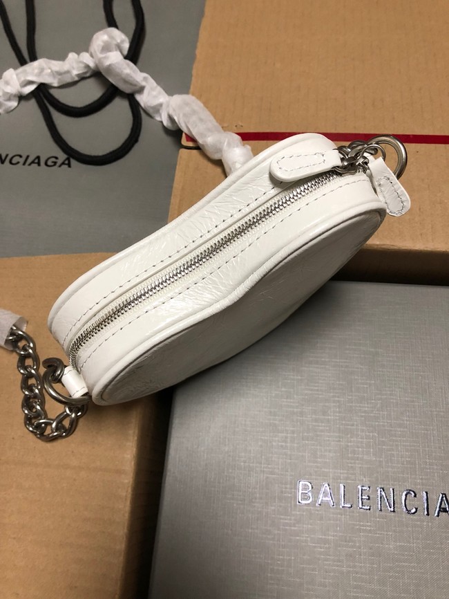 Balenciaga WOMENS LE CAGOLE HEART MINI BAG 27811 WHITE