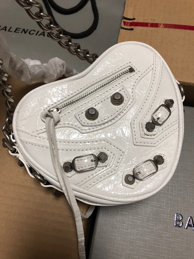 Balenciaga WOMENS LE CAGOLE HEART MINI BAG 27811 WHITE