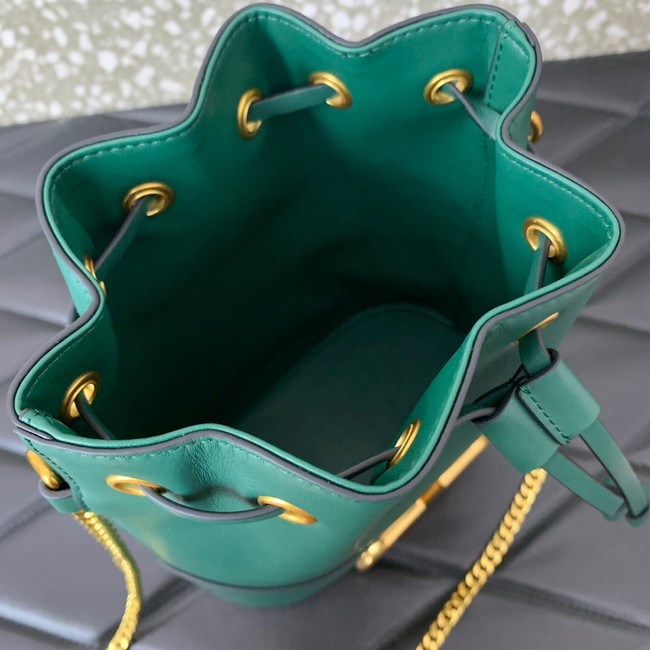 VALENTINO VLOGO SIGNATURE Lambskin Mini Bucket Bag FI16 blackish green