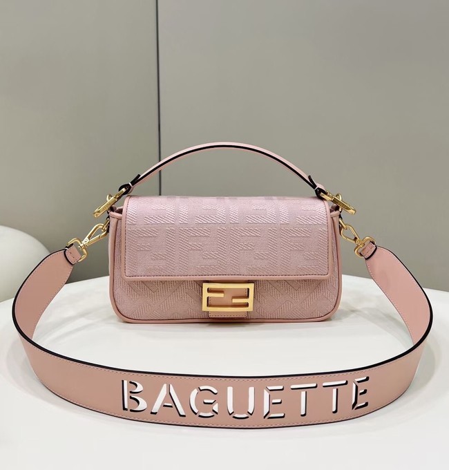 Fendi Baguette canvas bag with FF embroidery 8BR600 pink