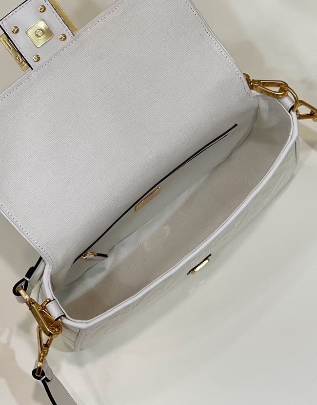 Fendi Baguette canvas bag with FF embroidery 8BR600 white