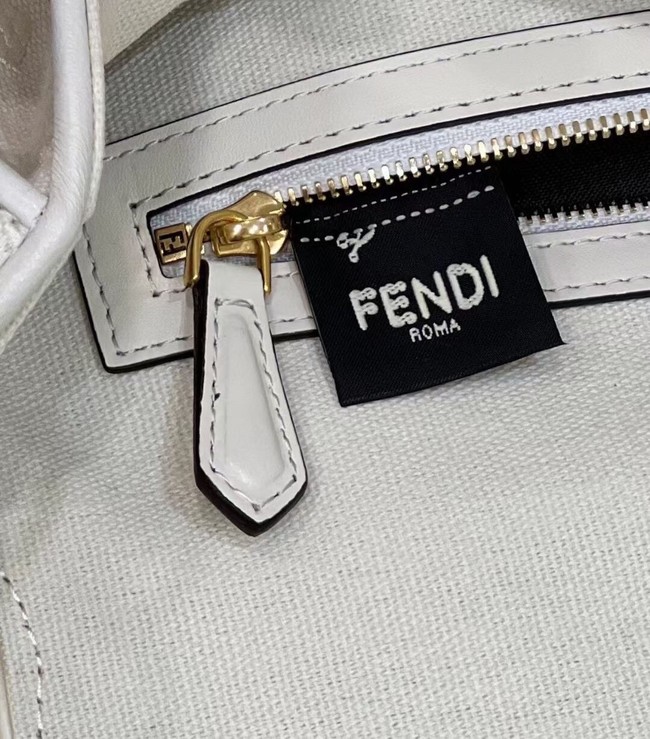 Fendi Baguette canvas bag with FF embroidery 8BR600 white