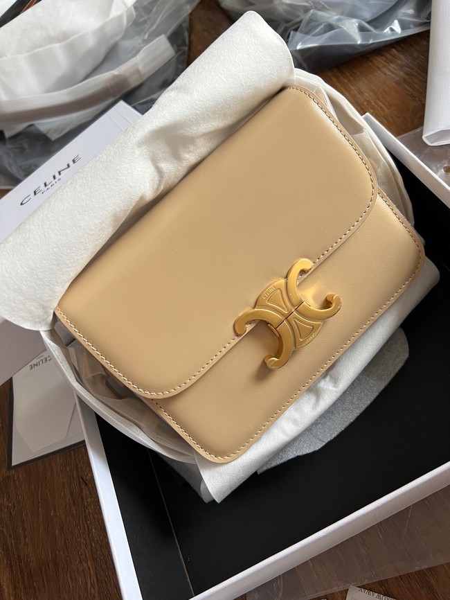 Celine TEEN TRIOMPHE BAG IN SHINY CALFSKIN LIMESTONE 188423 Shallow apricot