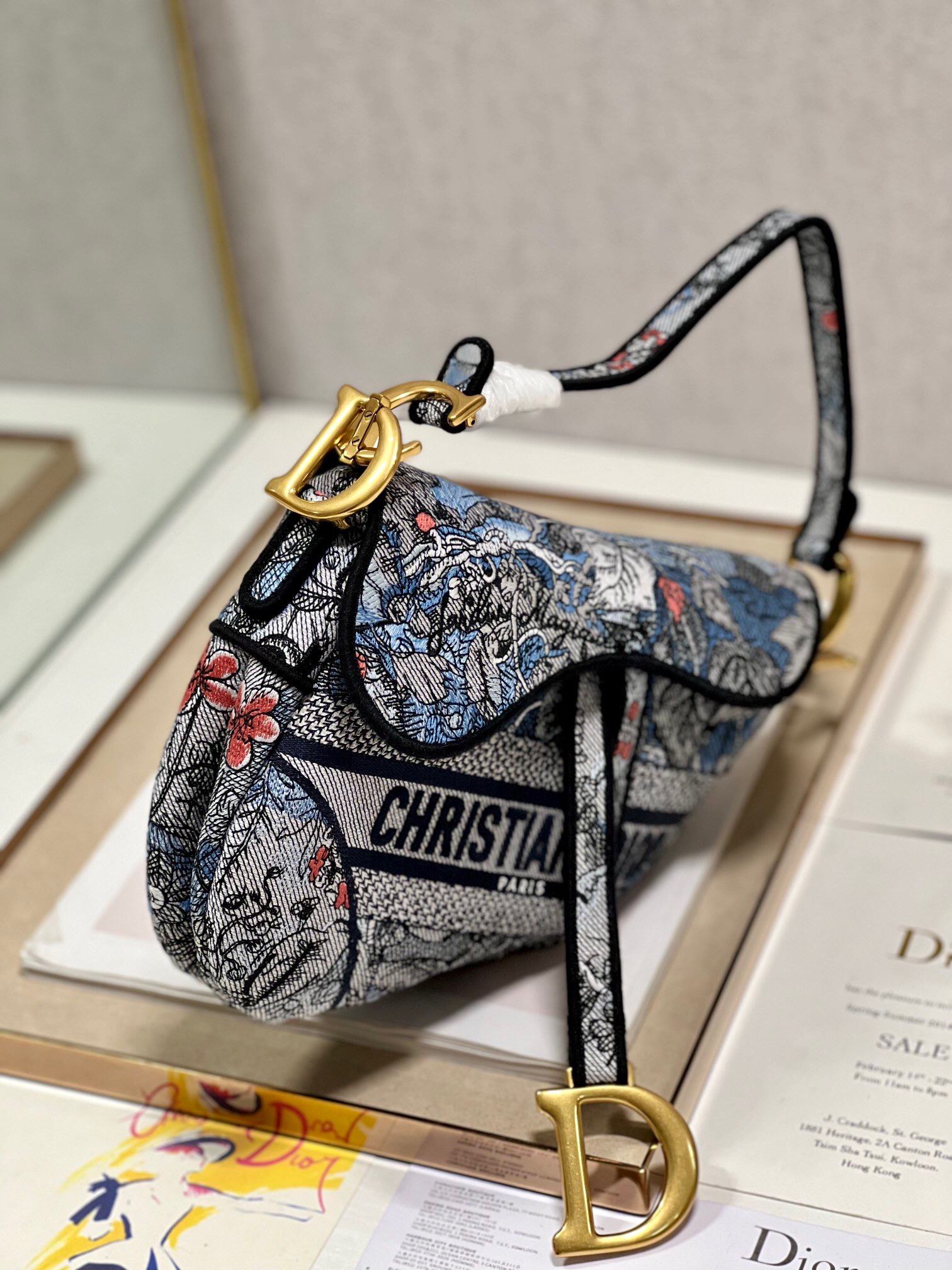 DIOR SADDLE BAG Multicolor Embroidery M0446CE blue