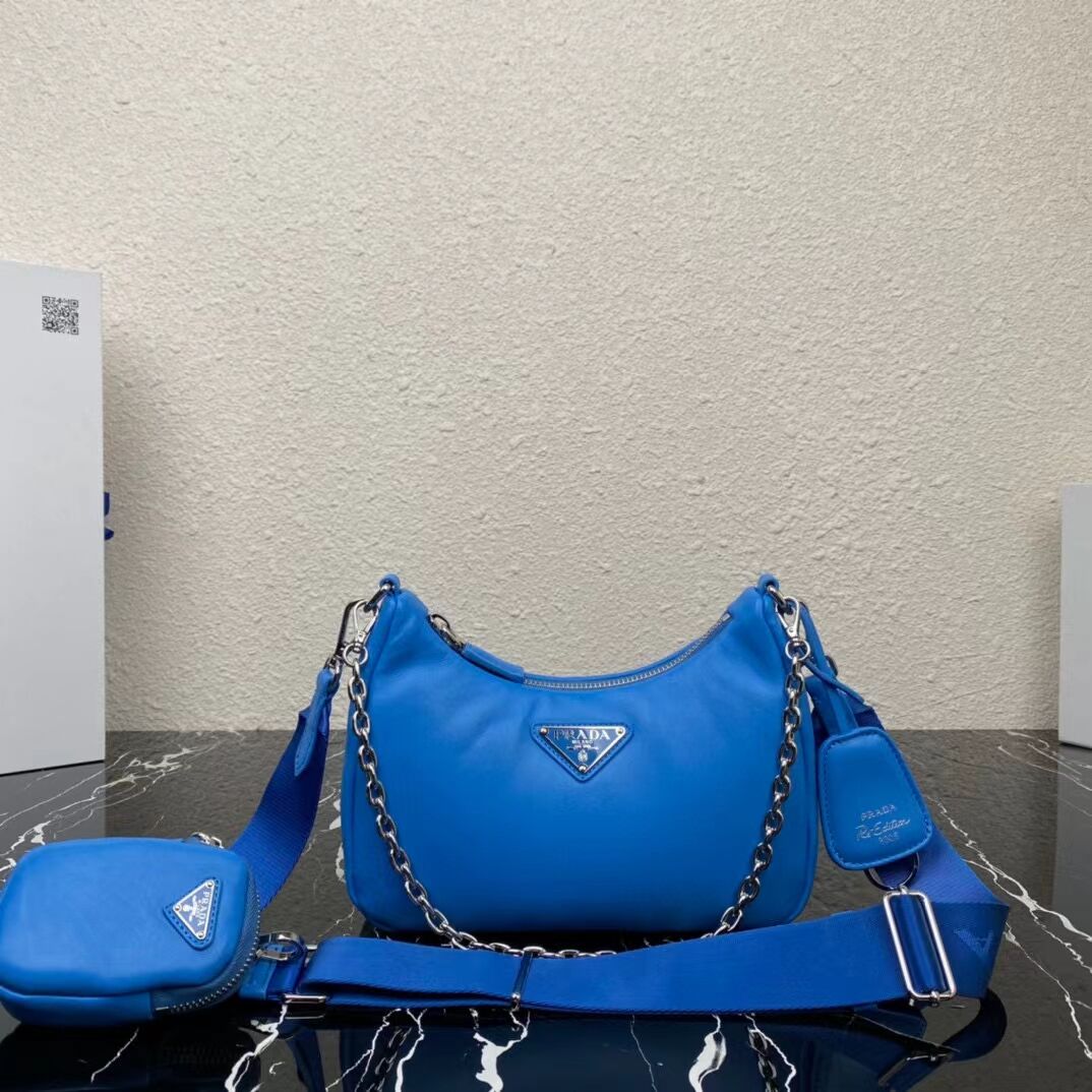 Prada Padded nappa-leather Re-Edition 2005 shoulder bag 1BH204 blue