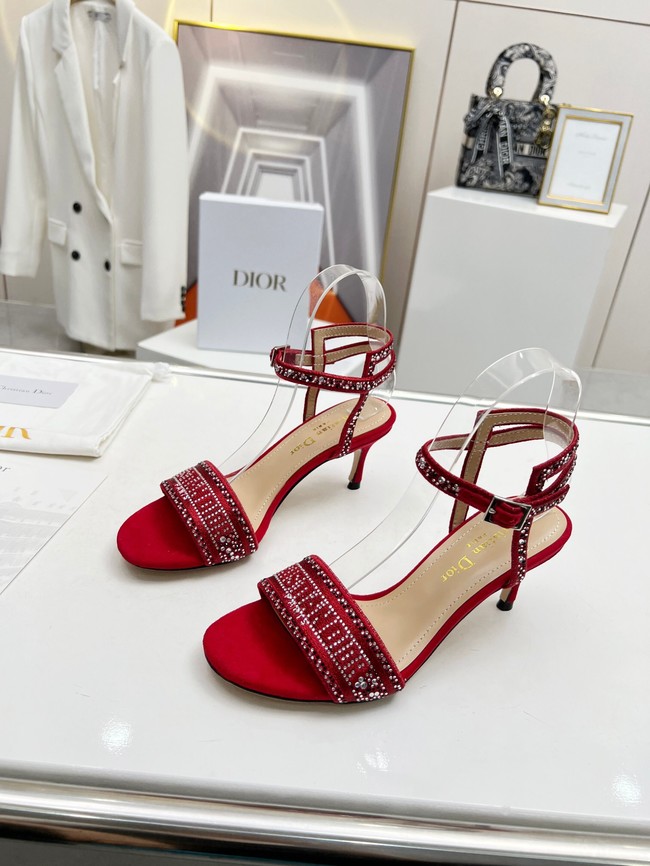 Dior DWAY HEELED SANDAL Embroidered Satin and Cotton 93366-3