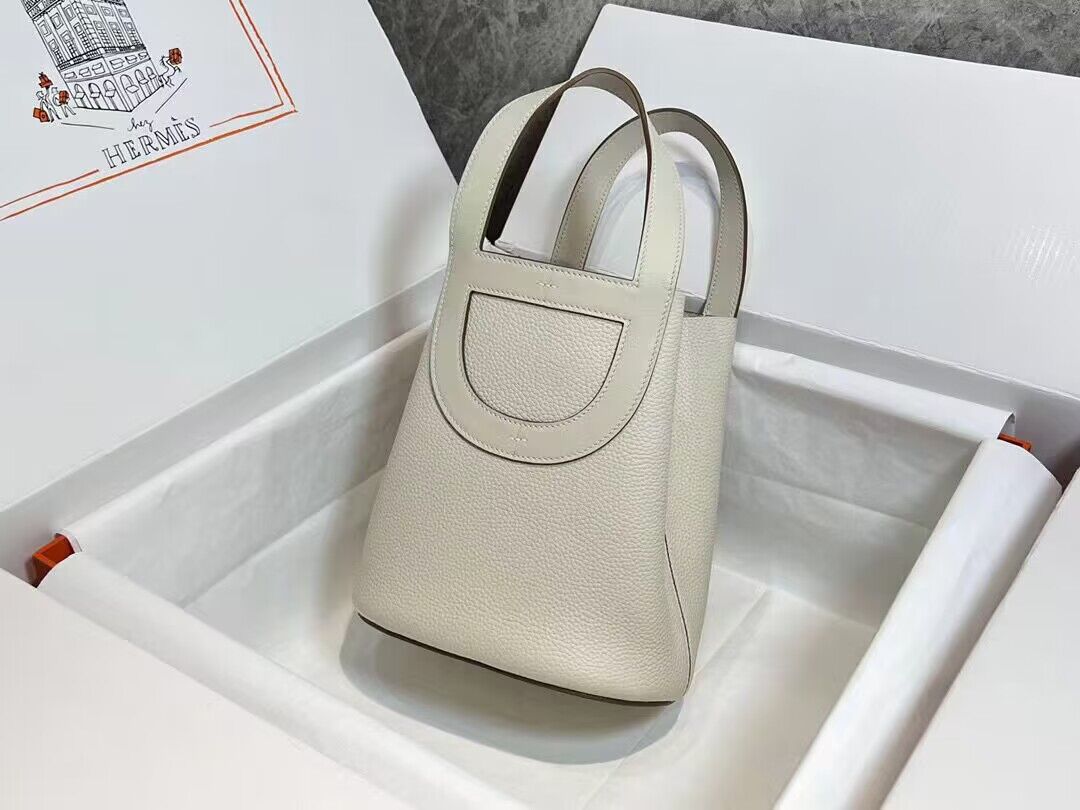 Hermes Original Togo Leather Bag H3602 White