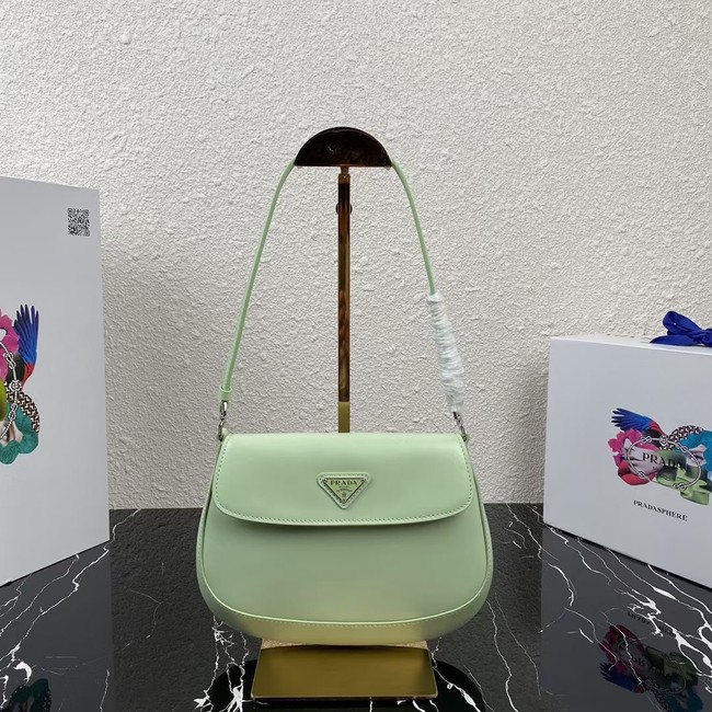 Prada Cleo brushed leather shoulder bag with flap 1BD311 light green