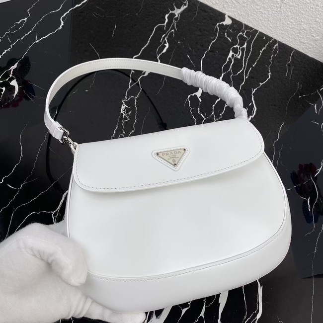 Prada Cleo brushed leather shoulder bag with flap 1BD311 white