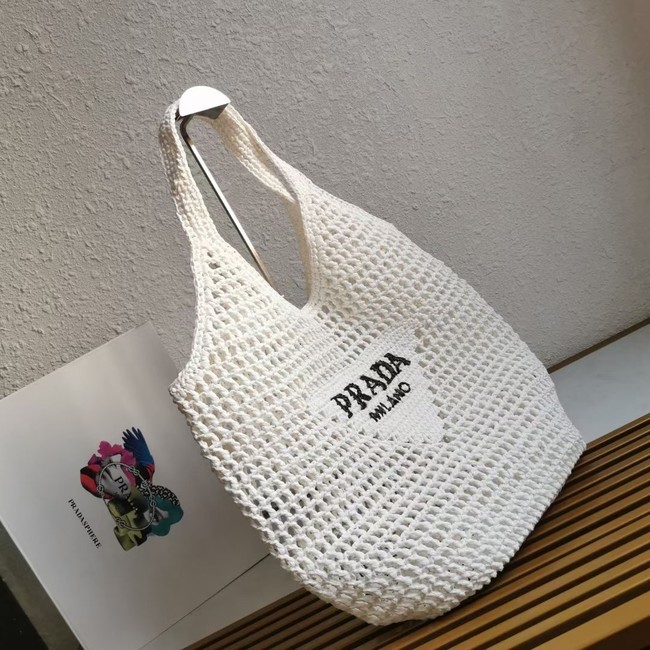 Prada Crochet tote bag 1BG424 white