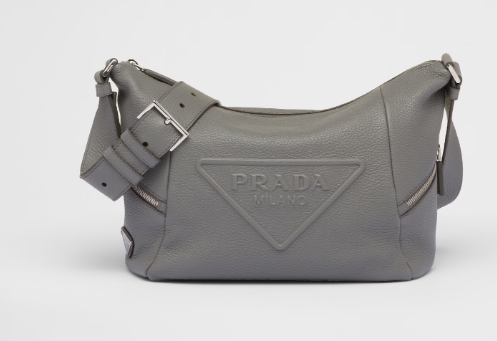 Prada Leather bag with shoulder strap 2VH165 gray