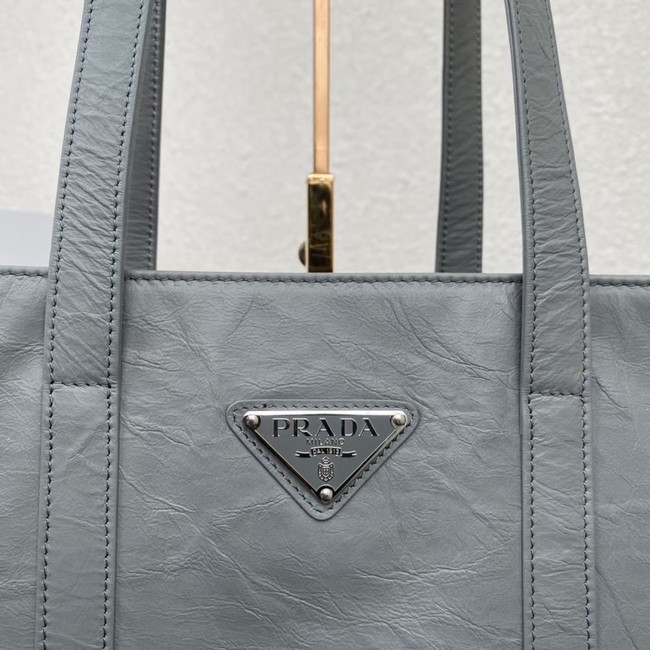 Prada Small antique nappa leather tote 1BG459 Slate Gray