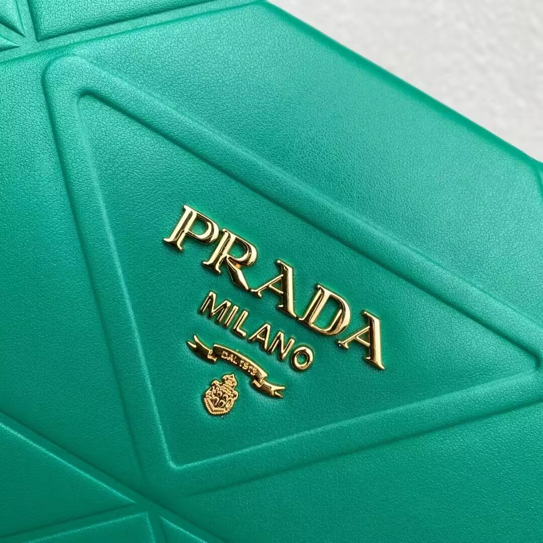 Prada Large leather Prada Symbole bag with topstitching 1BA377 green