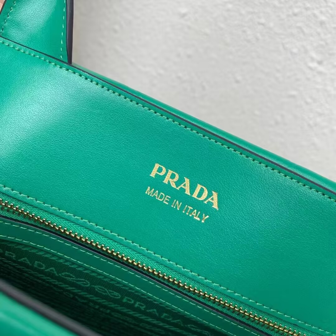 Prada Large leather Prada Symbole bag with topstitching 1BA377 green