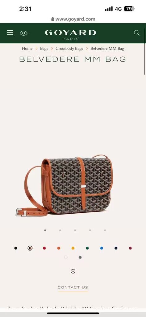 Goyard Calfskin Leather Delvedere MM Bag G36023 Brown