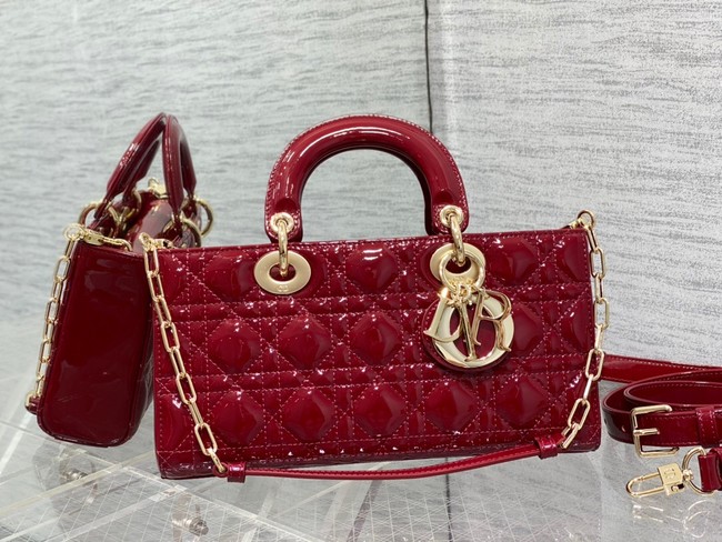 MEDIUM LADY D-JOY BAG Patent Cannage Calfskin M0540ON RED