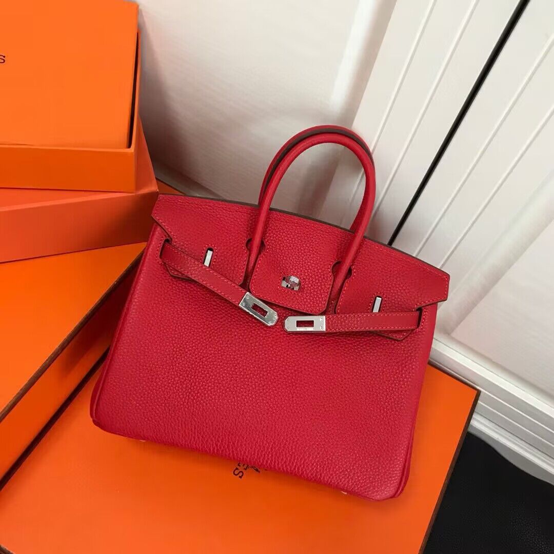 Hermes original Toge Leather HB35O red&silver Metal