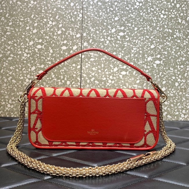 VALENTINO V-logo LOCO sheepskin and fabric handbag 0L96 red