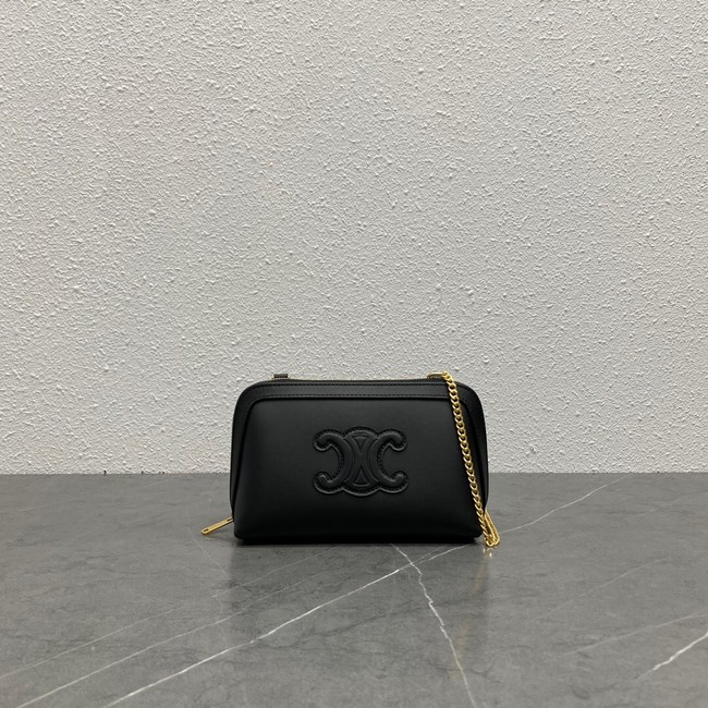 Celine CLUTCH WITH CHAIN IN TRIOMPHE LAMBSKIN 100382 black