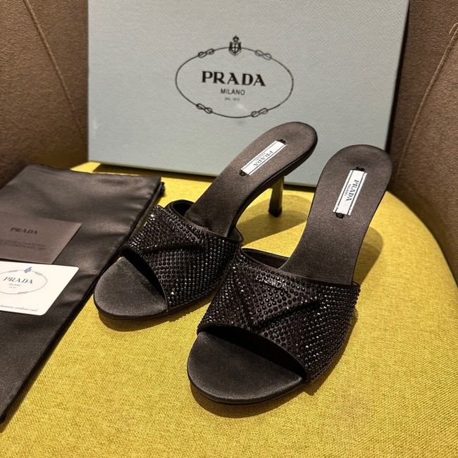 Prada High-heeled satin slides with crystals 93509-2