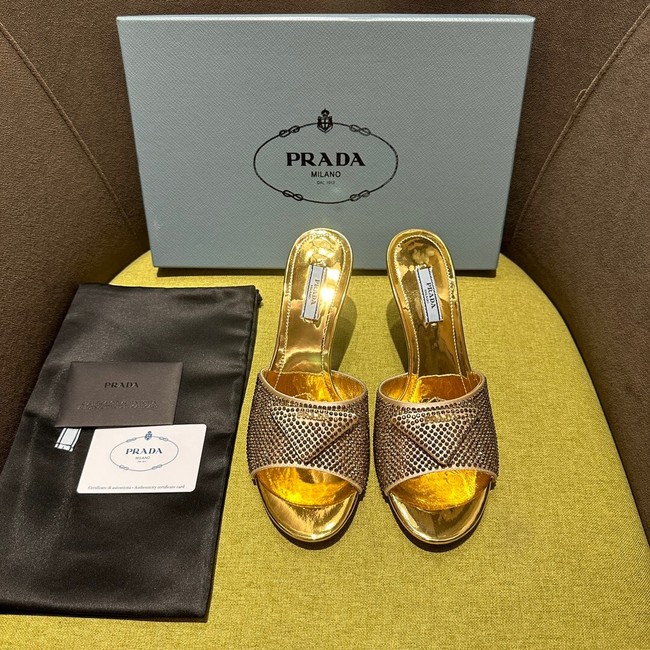 Prada High-heeled satin slides with crystals 93509-3