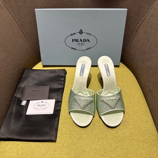 Prada High-heeled satin slides with crystals 93509-6