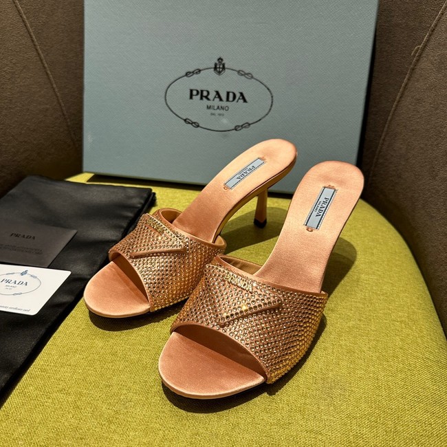 Prada High-heeled satin slides with crystals 93509-8