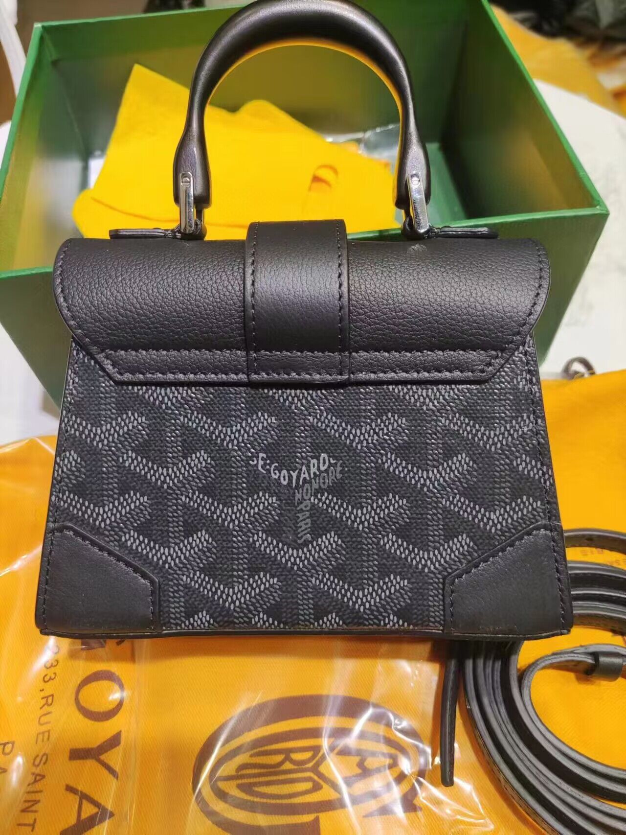 Goyard Nano Saigon Tote Bag Original Leather 55633 Black