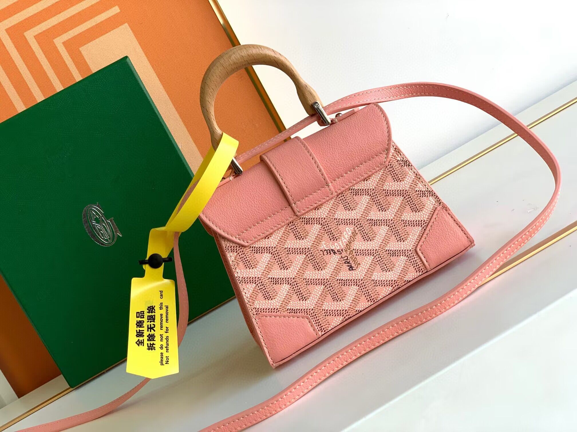 Goyard Nano Saigon Tote Bag Original Leather 55633 Pink