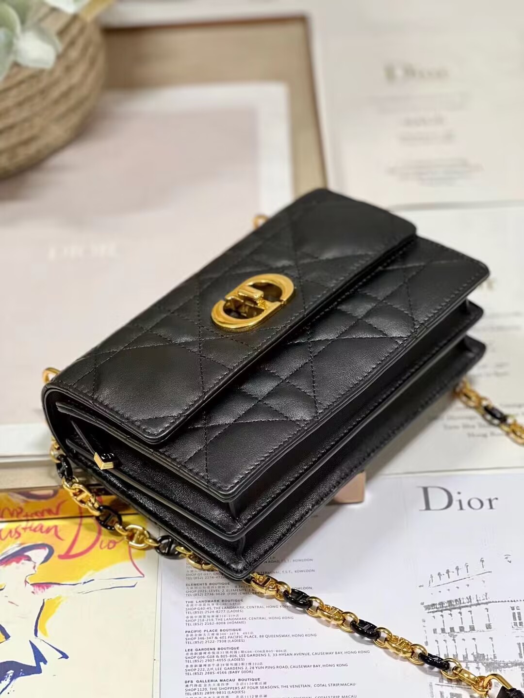 Dior MISS CARO MINI BAG Macrocannage Lambskin S5169UD BLACK