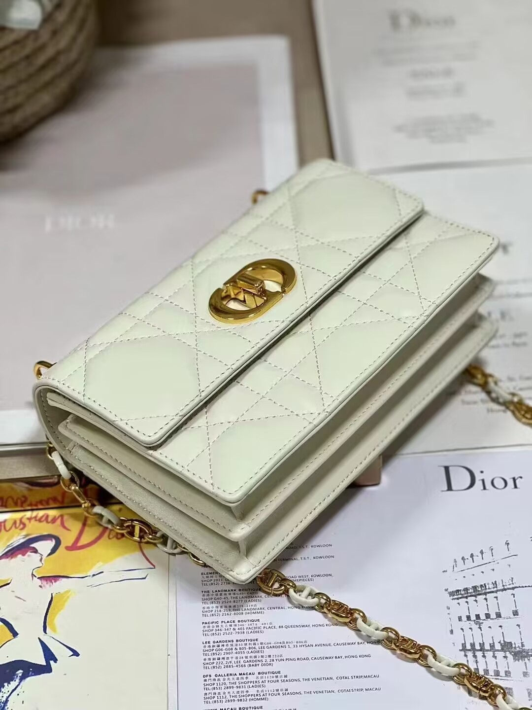 Dior MISS CARO MINI BAG Macrocannage Lambskin S5169UD Latte