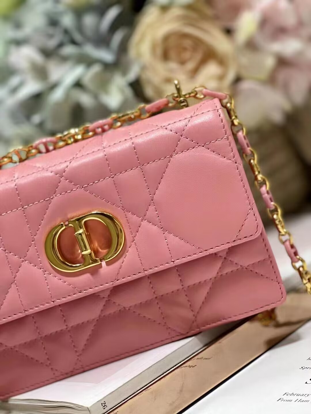 Dior MISS CARO MINI BAG Macrocannage Lambskin S5169UD PINK